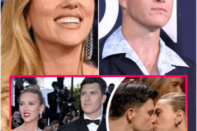 The theater lights dimmed a little too early — just enough for people to glance around — right as Scarlett Johansson stepped off the final set of her new film. Colin Jost stood beside her, holding a folded note she’d written hours before. A backstage mic caught him whispering, “She asked me to read this… but not all of it.” His voice cracked. Scarlett lowered her eyes. And in that still, fragile moment, the room felt like it was standing inside a goodbye she wasn’t ready to say out loud.