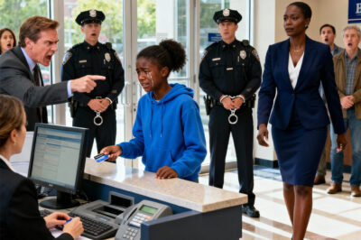 “Call the police,” the CEO barked, pointing at the trembling Black teen clutching a scholarship check. “This doesn’t look real.” The crowd went silent. The girl’s voice broke, “Please—it’s from Princeton.” Just as the officer reached for her wrist, the glass doors burst open. A woman in a navy suit strode in. “Take your hands off my daughter,” she said—each word sharp as glass.