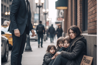 💔 A Millionaire Meets His Begging Ex-Girlfriend and Her Three Kids—The Shocking Truth Behind Their Fate Will Leave You in Tears It was a chilly December morning when Ethan Wallace, a 35-year-old tech mogul, stepped out of his sleek Tesla for a quick coffee before his busy day. The city streets were buzzing, but something on the sidewalk caught his attention, causing him to freeze. There, on a cold brick wall, sat a woman with unkempt hair, wearing a ragged coat, and surrounded by three small children. She was holding a cardboard sign: “Please help us. Anything helps.” But it wasn’t the sign that made Ethan stop—it was her face. Clara. His college girlfriend, the one he once imagined spending his life with. And the three children beside her… They looked like little versions of him—sharp features, hazel eyes, and dimples. His heart raced. In an instant, Ethan thought he was imagining things. It had been seven years since he last saw Clara. Back then, he chose his career over her, leaving her heartbroken when he moved to San Francisco to pursue his tech dreams. He promised he’d keep in touch, but life had swept him away. Now, Clara was sitting on a street corner, begging for help. He stepped closer, unsure if she would even recognize him. She glanced up—her eyes widened in shock, then dropped quickly, as if ashamed. Ethan’s chest clenched. “Clara?” he asked softly. She nodded hesitantly. “Ethan… It’s been so long.” A thousand questions flooded his mind. What happened? Why was she here? Who were these kids? But before he could speak, the youngest child started coughing, and Clara quickly pulled him close, her voice comforting him. Ethan didn’t hesitate. He took off his coat and wrapped it around the shivering child, then looked at Clara. “Come with me,” he said firmly. Her lips trembled. “I can’t, Ethan…” “You can,” he replied. “You’re not staying here a minute longer.” And with those words, his carefully constructed life began to unravel—starting in the freezing cold streets of Chicago. 👇