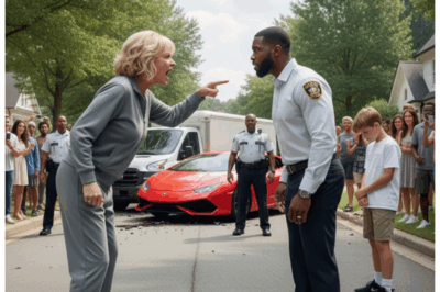 🚨 “Mother Demands CEO Pay for Damages After Her Son Steals and Wrecks His Lamborghini—What Happened Next Will Shock You…”  When Karen Miller’s son Ethan stole a $250,000 Lamborghini and crashed it into a delivery van, the last thing anyone expected was for her to blame the car’s owner. But that’s exactly what happened when Karen stormed onto the scene, demanding that Marcus Bennett, a successful Black tech entrepreneur, pay for the damages—and even help with her son’s medical bills. What followed shocked the entire neighborhood and went viral within hours.  It was a bright Saturday morning in Buckhead, Atlanta, when Ethan, Karen’s 16-year-old son, made the biggest mistake of his life. While Karen worked as a housekeeper in the affluent area, Ethan found himself staring at the gleaming red Lamborghini Huracán of Marcus Bennett, a 38-year-old self-made CEO who had just finished waxing his prized possession. The temptation proved too much for Ethan, who snatched the key fob and revved the engine without a second thought.  Witnesses later described the sound of the Lamborghini roaring through the quiet neighborhood, followed by the sickening crunch of metal when Ethan lost control and crashed into a parked delivery van. Miraculously, no one was hurt, but the Lamborghini was totaled, and Ethan stood there trembling in shock.  As police arrived and Marcus Bennett rushed to the scene, expecting an apology, Ethan confessed immediately. But before anything could be resolved, Karen showed up—angry and shouting. “This is your fault!” she screamed at Marcus. “Who leaves a car like that out in the open? My son could’ve been killed!”  Marcus, trying to stay calm, looked her in the eye. “Your son stole my car,” he said. “He’s lucky to be alive.”  Karen, undeterred, pointed at Marcus’s car with a dramatic gesture. “You’ve got insurance, right? You can afford another one. He’s just a kid—you should cover the damages to the van and help with his medical bills!”  The police were left in stunned silence, unsure whether to intervene or just watch in disbelief as the situation spiraled into an all-out moral showdown. What was supposed to be a simple case of theft had now turned into a viral moment that would have everyone talking.  👇