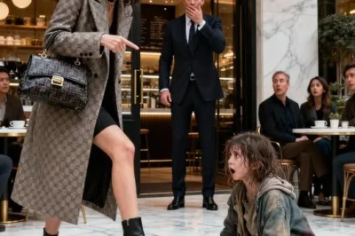 A model threw food at a hungry child — but she never expected who was watching. Snow drifted through the Manhattan air like falling glass. Inside Roseline Café, the world shimmered with money and perfume. Lily Carter, twenty-one, all cheekbones and ambition, sat framed by gold light and the faint clink of silverware. Her laughter, rehearsed and expensive, rose above the hum of the lunch crowd—until a small voice broke through the noise. A girl stood near her table, trembling in a frayed coat, asking softly if she could have something to eat. Lily didn’t hesitate. She tossed her pastry box toward the floor, scattering sugar and crumbs at the girl’s feet. “Pick it up,” she said. “You’re ruining the view.”