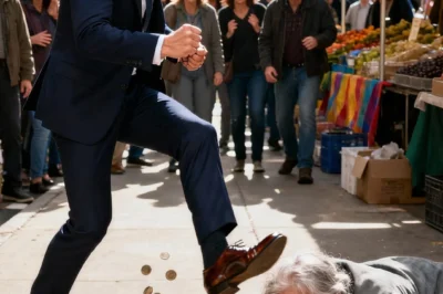 A Millionaire Kicked a Beggar in Public — But When She Whispered His Name, His World Began to Unravel