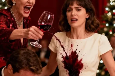 A billionaire’s wife “accidentally” splashed red wine on her cousin’s cheap dress at Christmas dinner — but when the cousin picked up her phone, the laughter at that table turned to fear.