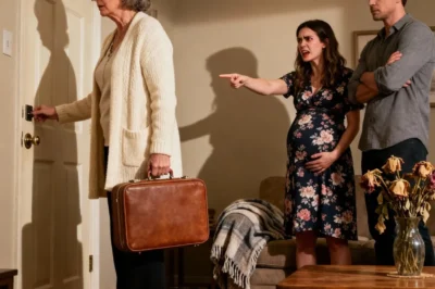 She called me “a useless old woman” and pointed to the door. My son didn’t defend me — he just sighed and said, “Don’t be dramatic, Mom.” So I packed my suitcase and left quietly. A week later, a new landlord showed up at their door with a folder in hand — and after three sentences, their faces went white, and my phone wouldn’t stop ringing.