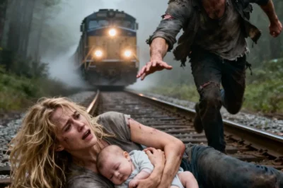 Rain hammered the abandoned tracks as the ground trembled beneath us, each vibration a cruel reminder that the train was seconds away. My son’s tiny hand gripped my sleeve, whispering, “Mommy… don’t let go.” Martin’s family had tied us here to disappear forever—until a lone figure burst through the storm, shouting my name like a man who’d crawled out of the past to rewrite fate.
